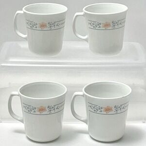 Set of‎ 4 Corelle Corning Ware APRICOT GROVE Coffee Tea Cups Mugs 8 oz